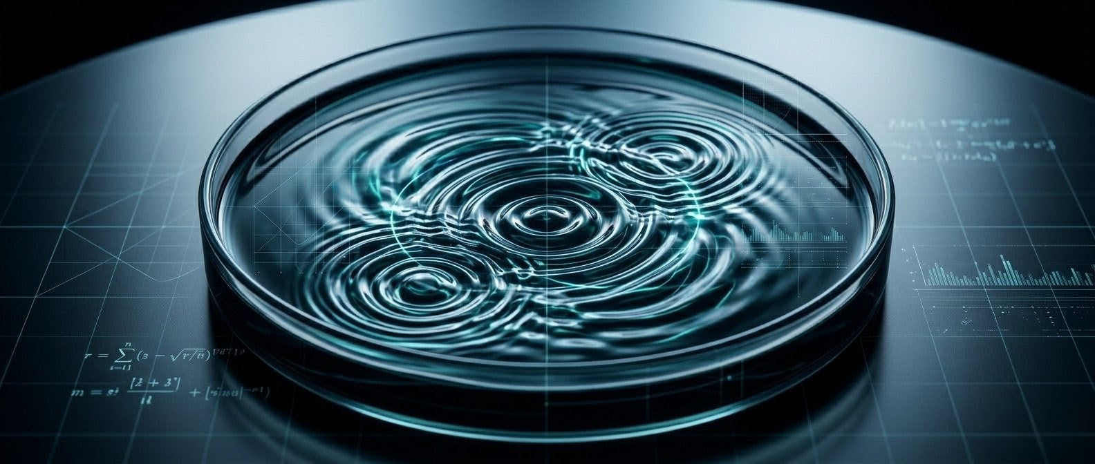 NeuroSoniQ's Lab visualizing high-fidelity sound waves through precision frequency ripples for hearing protection.